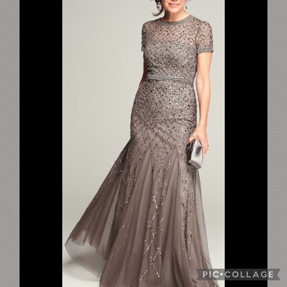 Adrianna Papell short sleeve embellished gown - Picture 10 of 12